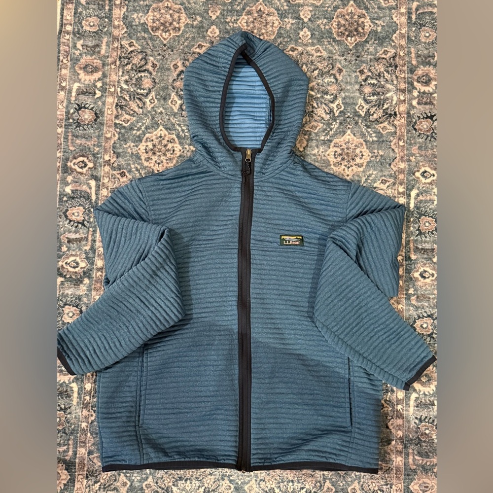 L.L. Bean Striped Blue Hooded Jacket